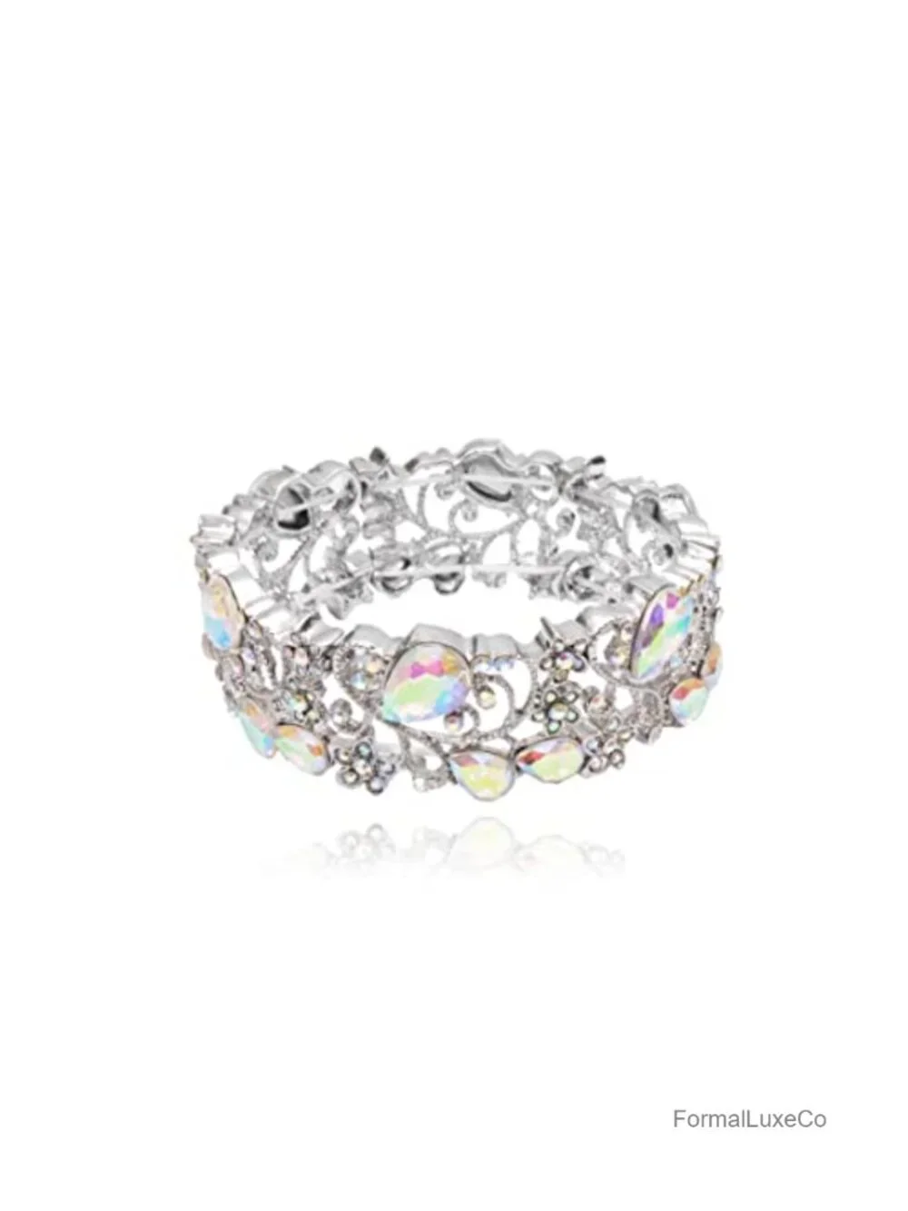 Elegant Stretch Bangle Bracelet Art Deco Statement Cuff Crystal Wedding Party